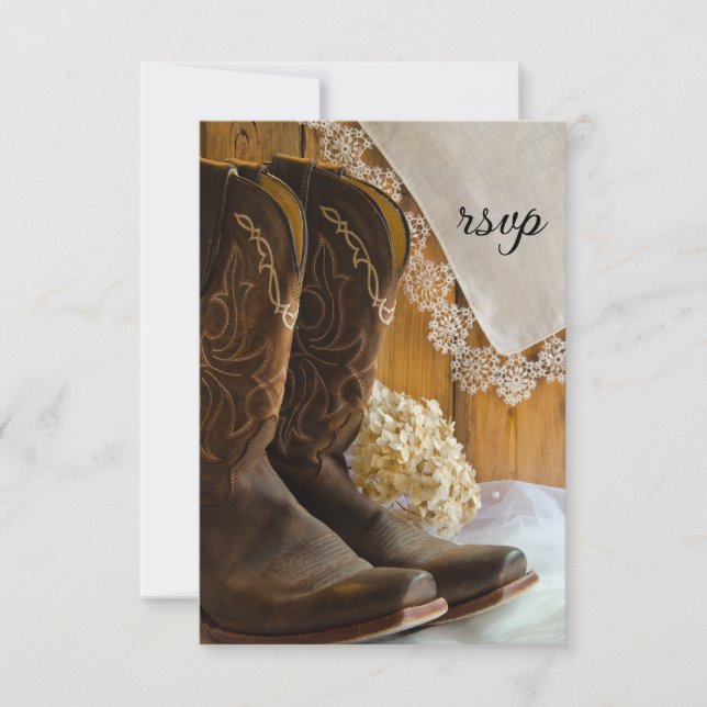 Cowboyboots och Snöre Westerna Bröllop OSA Card Kort (Framsida)