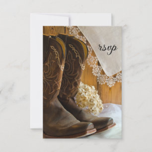 Cowboyboots och Snöre Westerna Bröllop OSA Card Kort