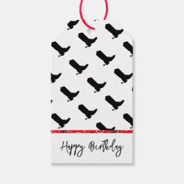 Cowboyboots Spurs Silhouette Bandana Western text Presentetikett