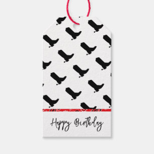 Cowboyboots Spurs Silhouette Bandana Western text Presentetikett