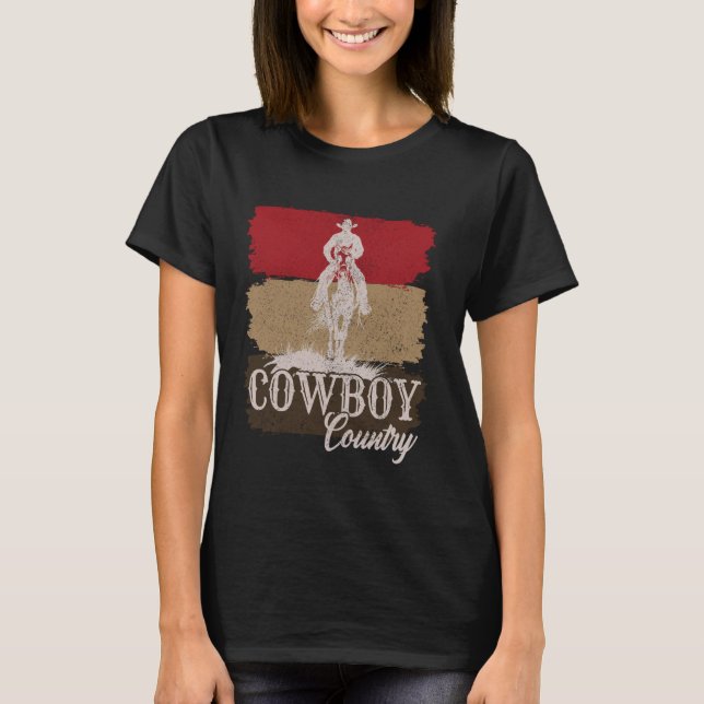 Cowboycore Cowboy på en rearing Horse Cowboy Aesth T Shirt (Framsida)