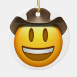 Cowboyemoji ansikte julgransprydnad keramik
