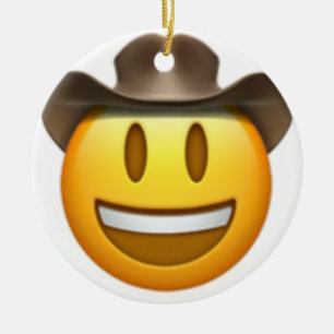 Cowboyemoji ansikte julgransprydnad keramik