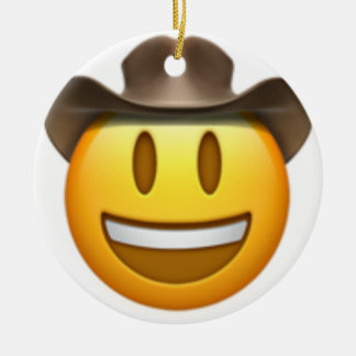 Cowboyemoji ansikte julgransprydnad keramik