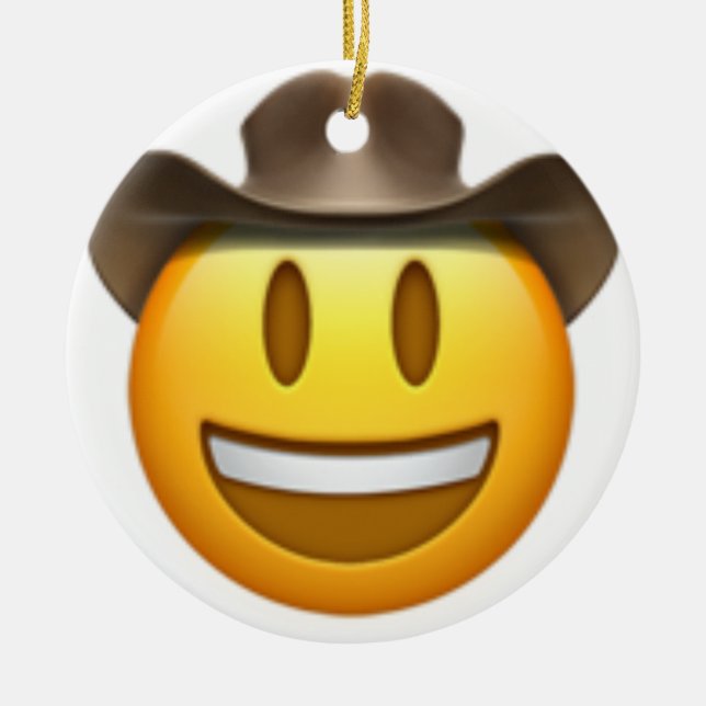 Cowboyemoji ansikte julgransprydnad keramik (Framsidan)