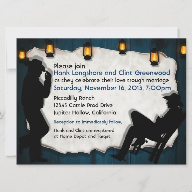 Cowboyen ansar beställnings- glada inbjudningar (Framsida)