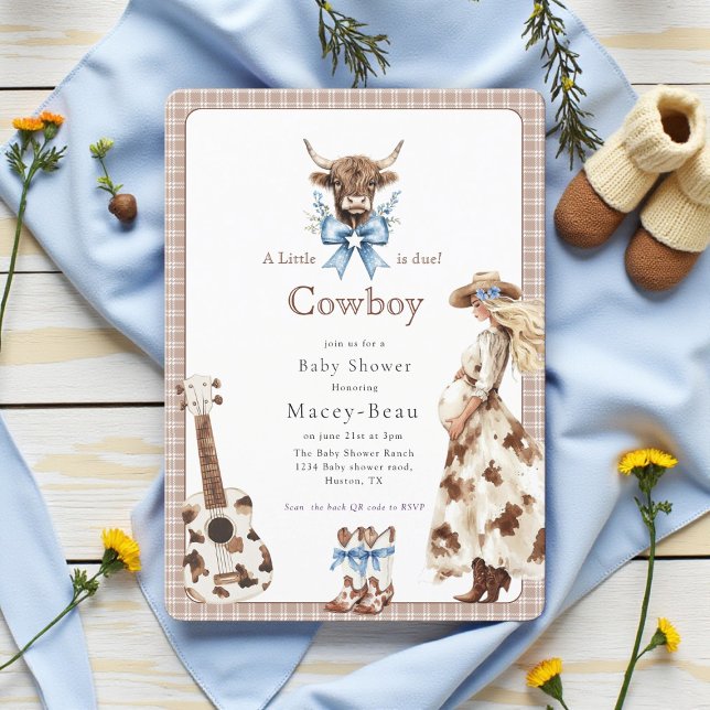 Cowboyen är förfallen till Baby Shower Qr-kod inbj Inbjudningar (Skapare uppladdad)