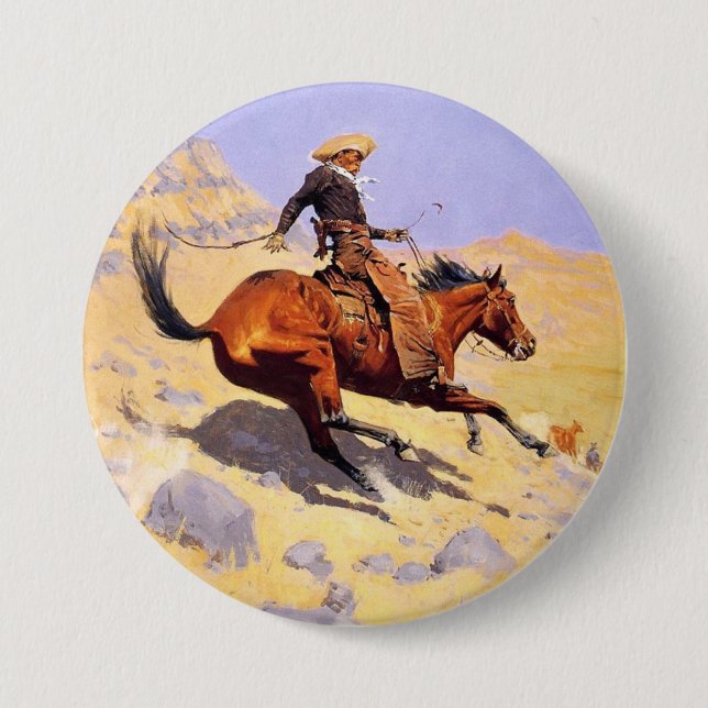 Cowboyen (av Frederic Remington) Knapp (Framsida)
