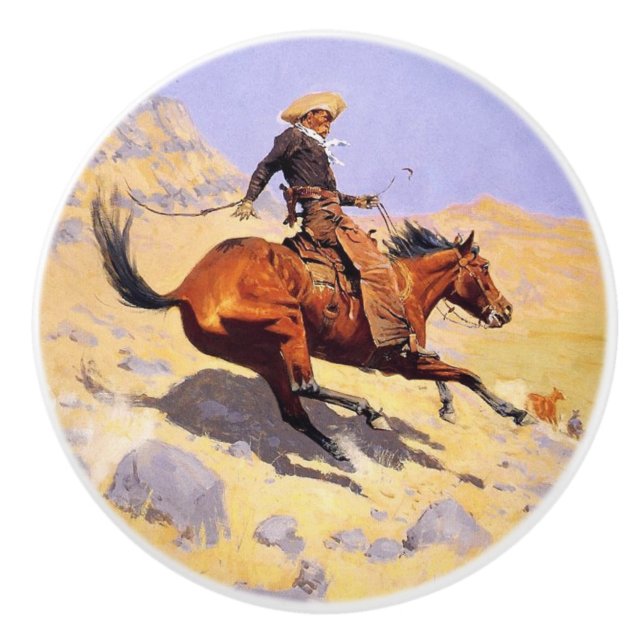 Cowboyen (av Frederic Remington) Knopp (Framsidan)