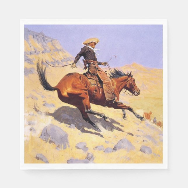 Cowboyen (av Frederic Remington) Pappersservett (Framsidan)