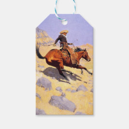 Cowboyen (av Frederic Remington) Presentetikett