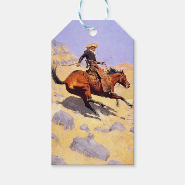Cowboyen (av Frederic Remington) Presentetikett (Framsidan)