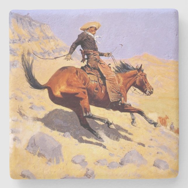 Cowboyen (av Frederic Remington) Stenunderlägg (Framsidan)