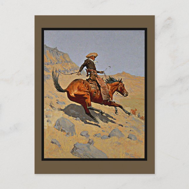 Cowboyen av Frederic Remington Vykort (Framsida)