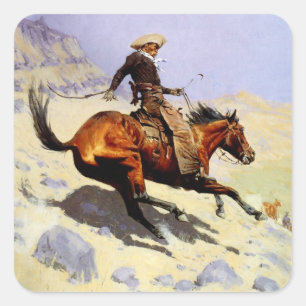 Cowboyen av Remington, Vintage kavalleri militär Fyrkantigt Klistermärke