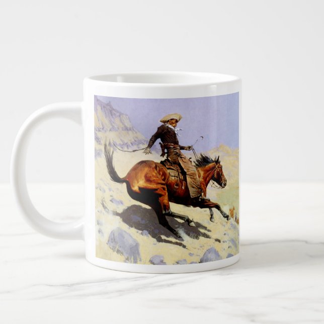 Cowboyen av Remington, Vintage Kavalleri Militär Jumbo Mugg (Vänster)