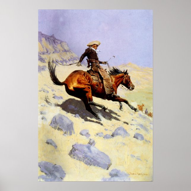 Cowboyen av Remington, Vintage kavalleri militär Poster (Framsidan)