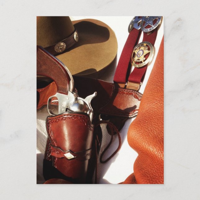 Cowboyen fastar attraktionpistolen i holster- & vykort (Framsida)