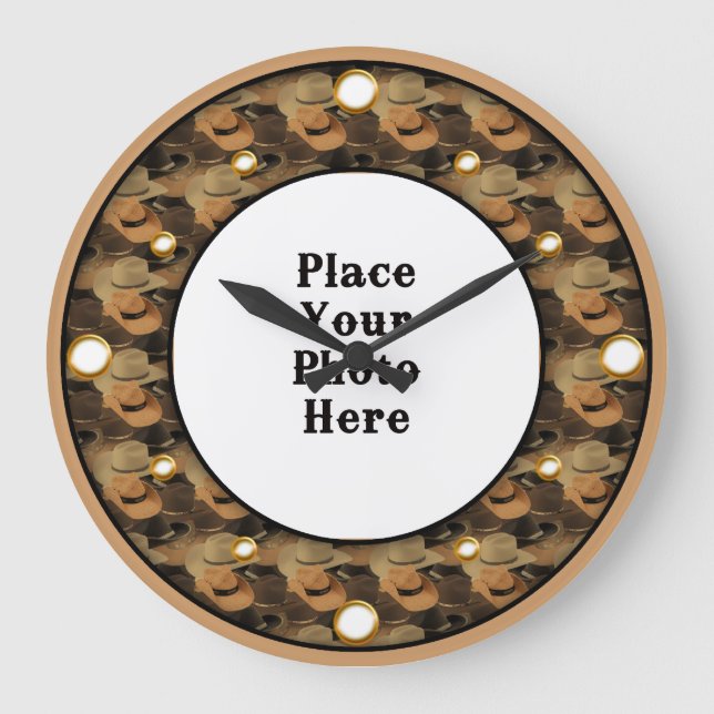 Cowboyen hatar ditt foto-väggsluss stor klocka (Framsida)