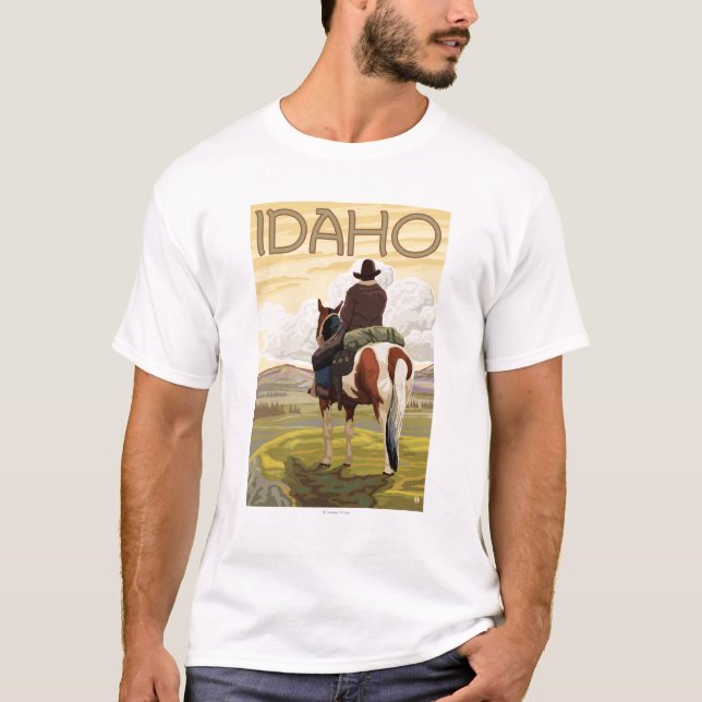 Cowboyen & HorseIdahoVintage reser affischen Tee (Framsida)