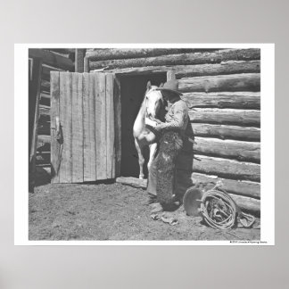 Cowboyen läser en brev. poster