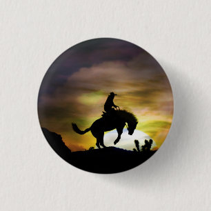 Cowboyen och Bucking Horse Button Knapp