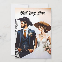 Cowboyen och Cowgirl Bästa dagen i Bröllop Inbjudningar