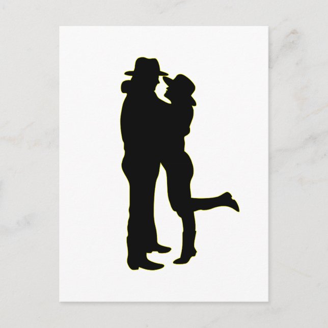 Cowboyen och Cowgirl i Kärlek Silhouette Vykort (Framsida)