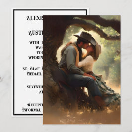 Cowboyen och Cowgirl Kissing Bröllop Inbjudningar