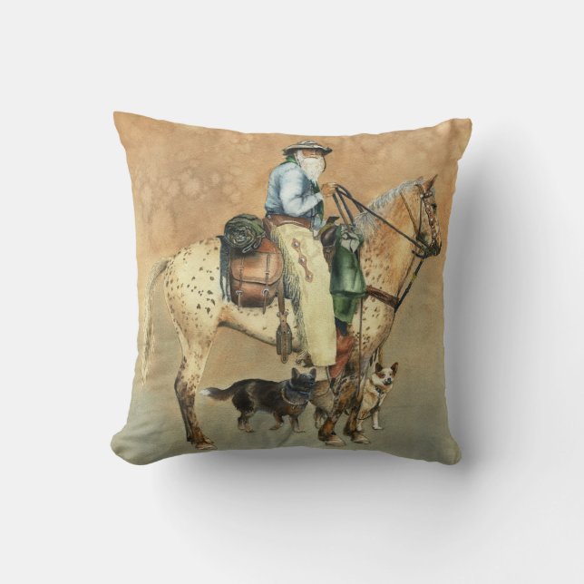 Cowboyen och hans Appaloosa Dekorativ kudde (Framsida)