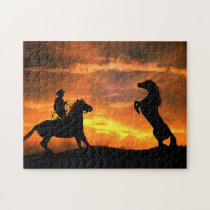 Cowboyen och Vild Horse Stallion Pussel