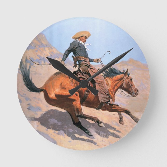 Cowboyen (olja på canvas) rund klocka (Framsida)