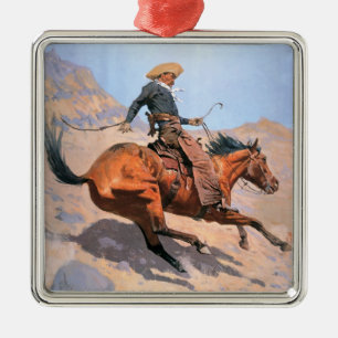 Cowboyen (olja på kanfas) julgransprydnad metall