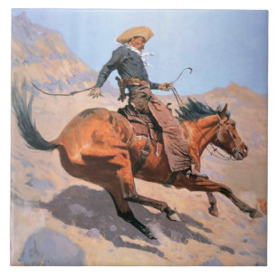 Cowboyen (olja på kanfas) kakelplatta