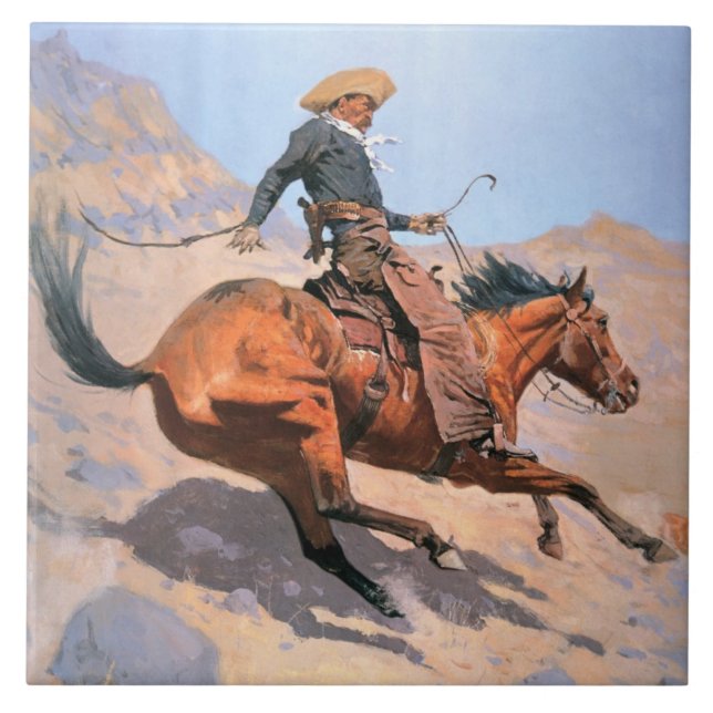 Cowboyen (olja på kanfas) kakelplatta (Framsidan)