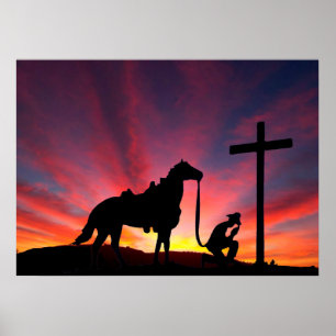 Cowboyen på den arga kristna westerna affischen poster