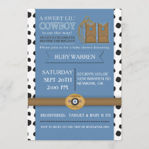 Cowboyen startar baby showerinbjudan inbjudningar