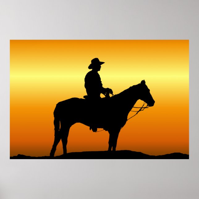 Cowboyen vid Sunset Wall Mural Poster (Framsidan)