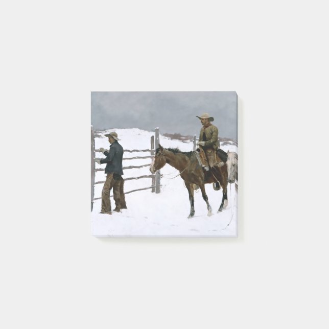 ”Cowboyens fall” av Frederic Remington Post-it Block (Framsida)