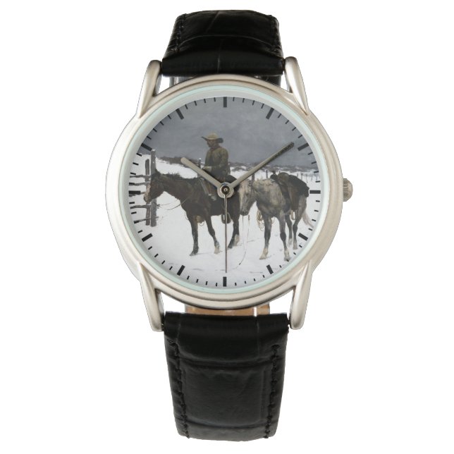 Cowboyens fall Frederic Remington 1895 Western Armbandsur (Framsida)