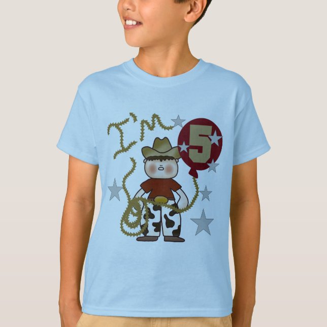 Cowboyens femte födelsedag T-shirts och presenter (Framsida)