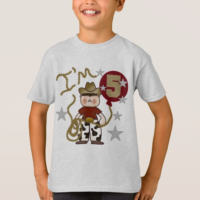 Cowboyens femte födelsedag T-shirts och presenter (Framsida)