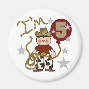 Cowboyens femte födelsedag T-shirts och presenter Magnet