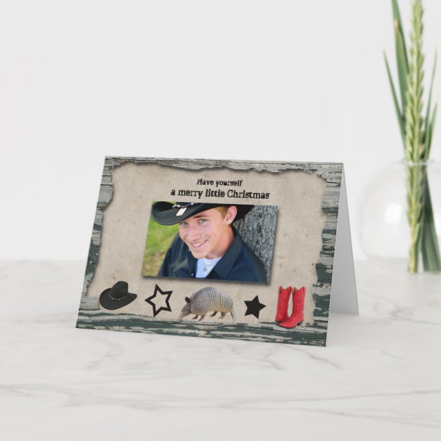 Cowboyens julfotoport helgkort (Framsida)