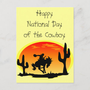 Cowboyens nationaldag Bronco Silhouette Vykort
