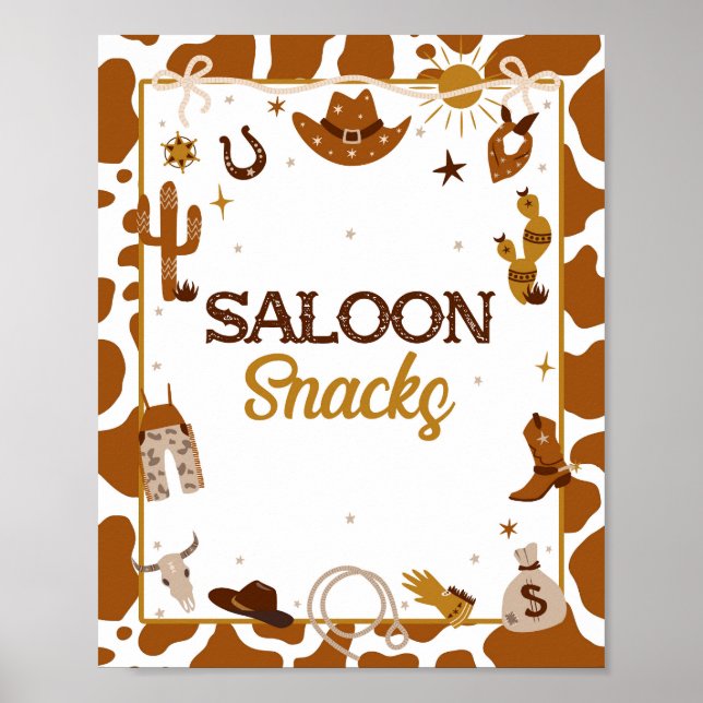 Cowboyens Westerna Saloon Snacks-tecken Poster (Framsidan)