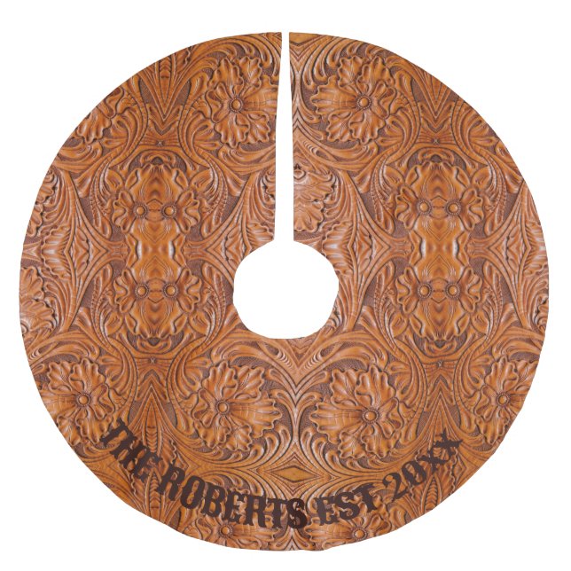 Cowboyfamiljen westerna land med verktygsmaskiner, julgransmatta borstad polyester (Framsidan)