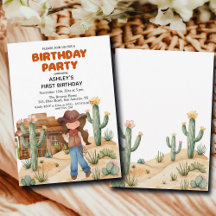 Cowboyflicka i Desert 1:a födelsedagen Party