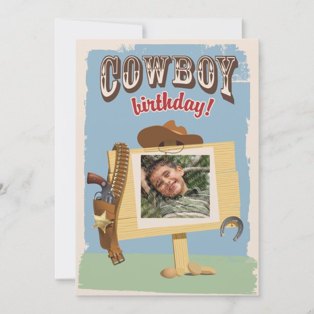 Cowboyfödelsedag Inbjudningar (Framsida)