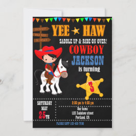 Cowboyfödelsedagsinbjudan Vilda western Westernare Inbjudningar
